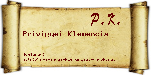Privigyei Klemencia névjegykártya